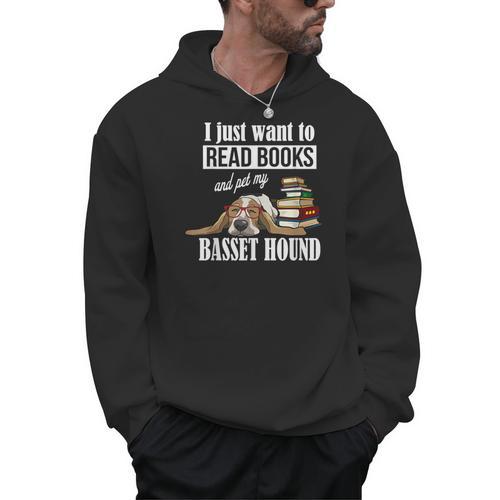 Cute Kids Read Books & Pet My Basset Hound Dog Lover Men Hoodie - Bookorys DE