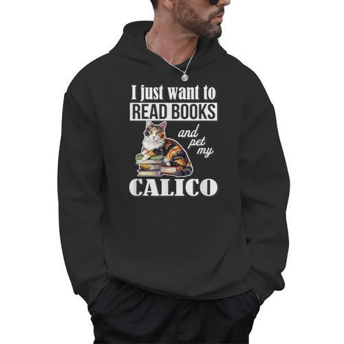 Cute Read Books Calico Cat Lover For Men Women Girls Kids Men Hoodie - Bookorys AU