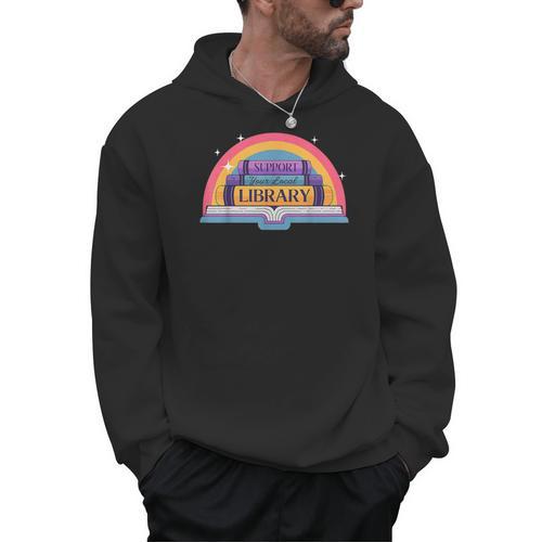 Cute Reading Book Lover Support Your Local Library Rainbow Men Hoodie - Bookorys