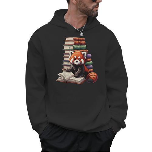 Cute Red Panda Reading Book Animal Bookworm Men Hoodie - Bookorys DE