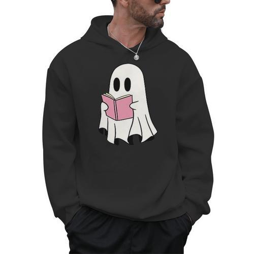 Cute Retro Reading Book Library Ghost Costume Men Hoodie - Bookorys AU