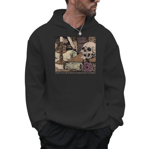 Dark Academia Aesthetic Skull Writer Authors Book Lover Men Hoodie - Bookorys