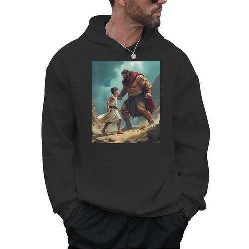 David And Goliath Bible Book Of Samuel King David Painting Men Hoodie - Bookorys