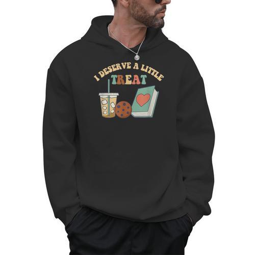 I Deserve A Little Treat Coffee Cookie Snack Book Romance Men Hoodie - Bookorys DE