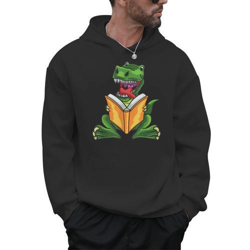 Dino Read Book Shirt Dinosaurs Reading Rex Cute Tee Men Hoodie - Bookorys