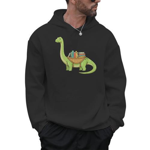 Dinosaur Librarian Book Lover Reading Brontosaurus Men Hoodie - Bookorys DE