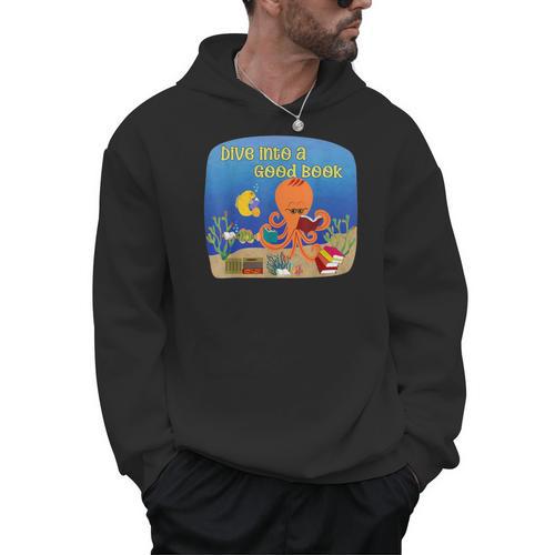Dive Into a Good Book Reading Pun Men Hoodie - Bookorys