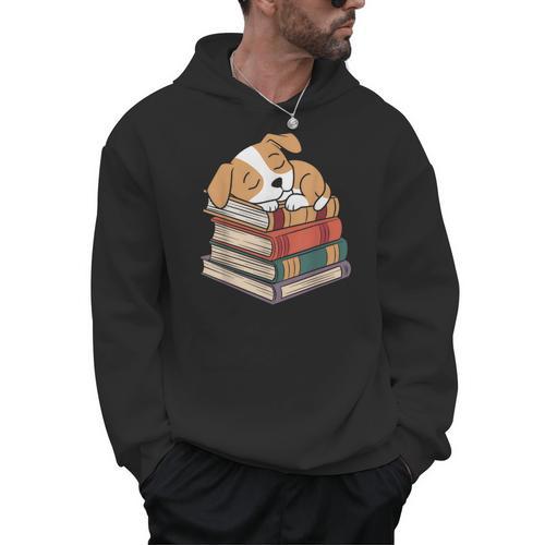 Dog Reading Book Pajama Sleep Men Hoodie - Bookorys AU