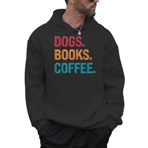 Dogs Books Coffee Reading Book Addict Distracted By Dogs Men Hoodie - Bookorys
