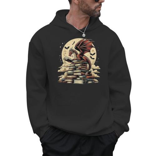 Dragon Reading a Book Dragons And Books Lover Bookworm Men Hoodie - Bookorys DE