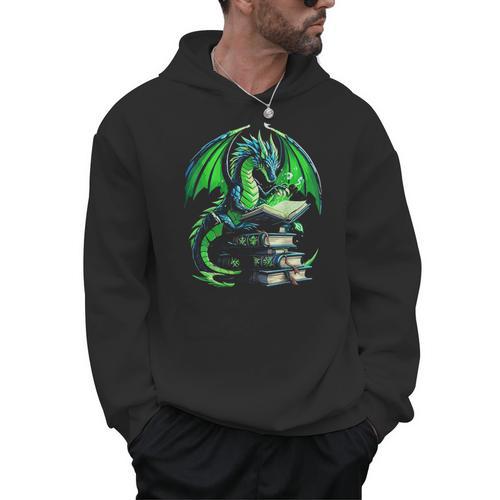 Dragon Reading Books Bookworm Men Hoodie - Bookorys AU