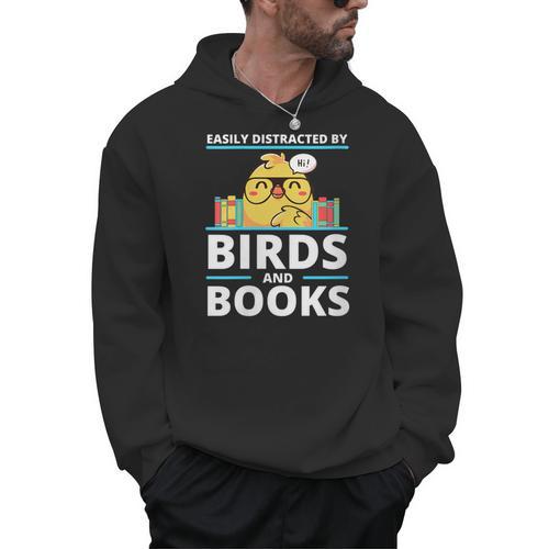 Easily Distracted By Birds And Books Men Hoodie - Bookorys