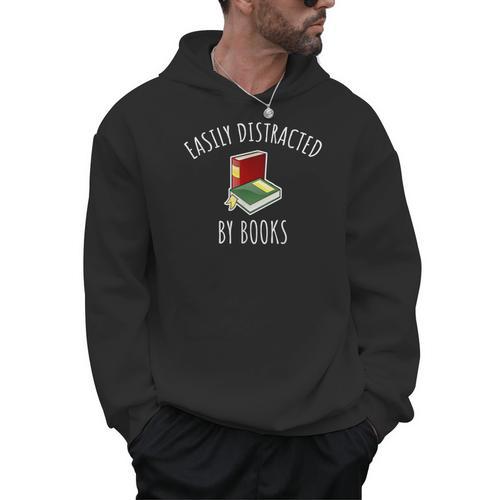 Easily Distracted By Books Shirt Reading T-Shirt Men Hoodie - Bookorys CA
