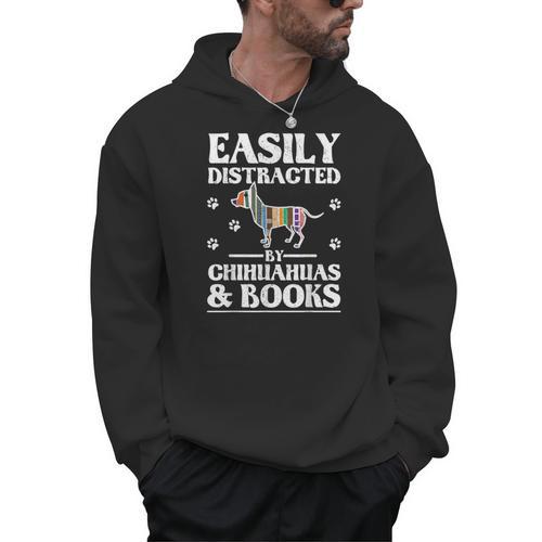 Easily Distracted By Chihuahuas & Books Men Hoodie - Bookorys DE