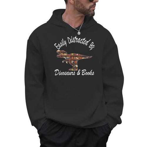 Easily Distracted By Dinosaurs And Books Outfits Men Women Men Hoodie - Bookorys DE