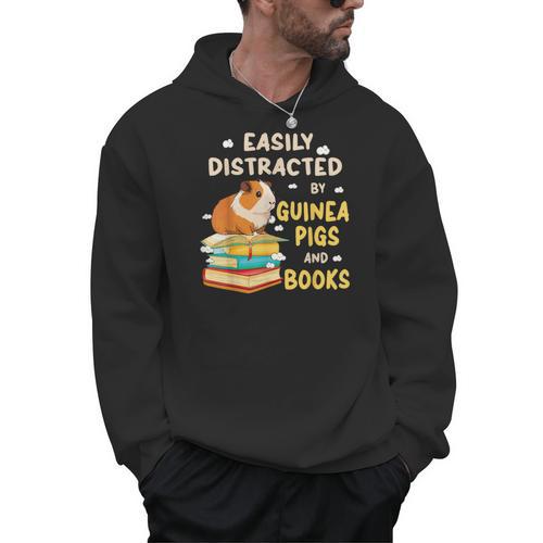 Easily Distracted By GUINEA PIGS And Books Men Hoodie - Bookorys