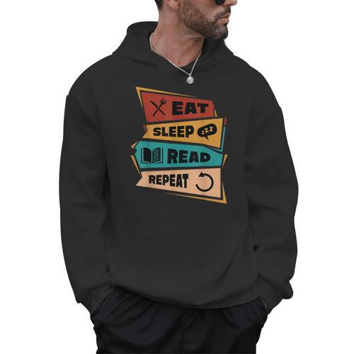 Eat Sleep Read Repeat Reading Books Reader Bookworm Men Hoodie - Bookorys