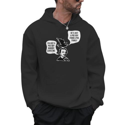 Edgar Allen Poe Raven Book Nerd Poet Literature Men Hoodie - Bookorys CA