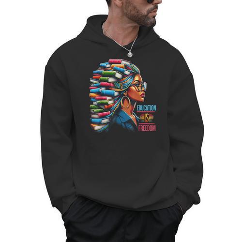 Education Is Freedom Girl Magic Books Hair Men Hoodie - Bookorys DE