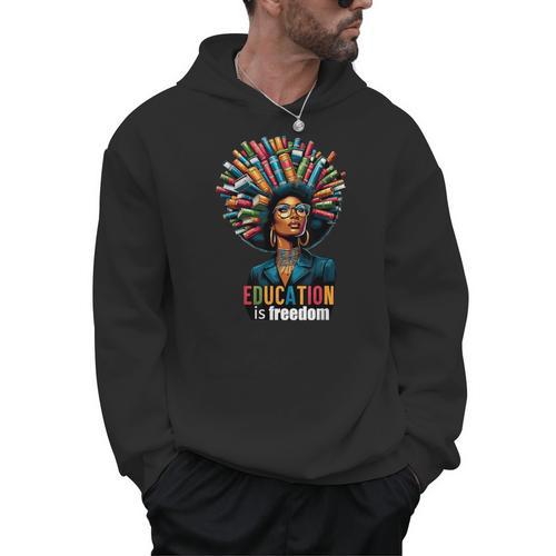 Education Is Freedom History Month Teacher Books Afro For Men Women Men Hoodie - Bookorys UK