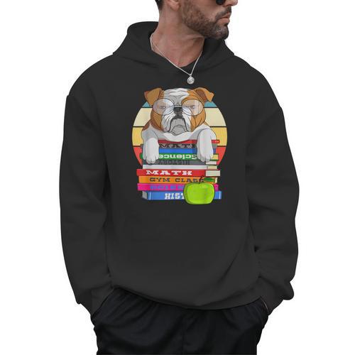 English Bulldog Back To School Book Worm Dog Men Hoodie - Bookorys DE