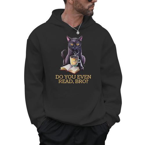 DO YOU EVEN READ BRO Cat Lover's Reading Books Men Hoodie - Bookorys