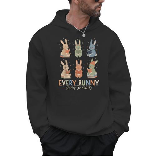 Every Bunny Loves To Read Easter Cute Reading Books Lover Men Hoodie - Bookorys CA