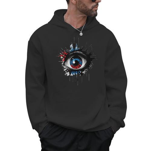 Evil Eye Comic Book Art Eyes Red Blue Grunge Aesthetic Men Hoodie - Bookorys CA