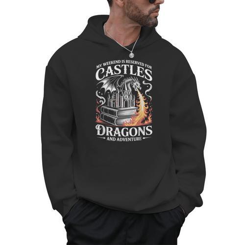 Fantasy Books Lover Bookish Fun Tee Book Club Dragon Reader Men Hoodie - Bookorys