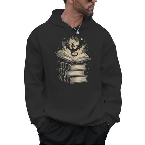Fantasy Dragon & Books Magical Reader Men Hoodie - Bookorys CA