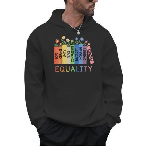 Floral Book Equality Human Rights Social Justice Peace Love Men Hoodie - Bookorys