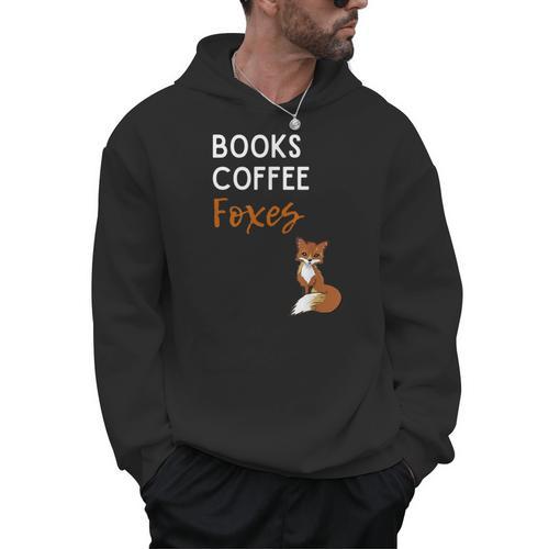 Fox Books Coffee Foxes Women Fox Graphic Cute Fox Lovers Men Hoodie - Bookorys