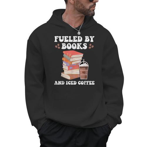 Fueled By Books And Iced Coffee Coffee Read Book Lover Men Hoodie - Bookorys