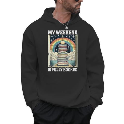 My Weekend Is Fully Booked Book Rainbow Reading Bookworm Men Hoodie - Bookorys