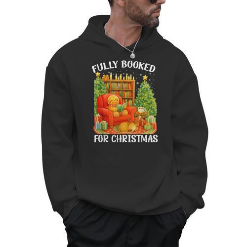 Fully Booked For Christmas Holiday Book Lover Santa Men Hoodie - Bookorys