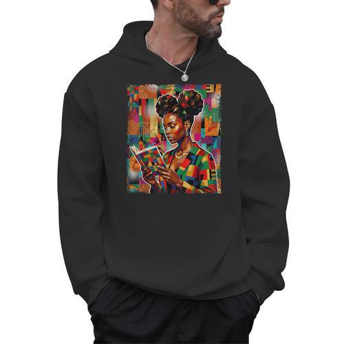Geometric History Educated Women Reading Book Melanin Men Hoodie - Bookorys
