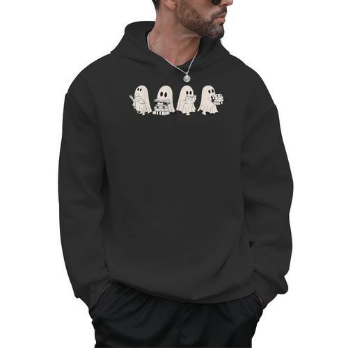Ghost Book Reading Halloween Books Lover Teacher Kids Men Hoodie - Bookorys CA