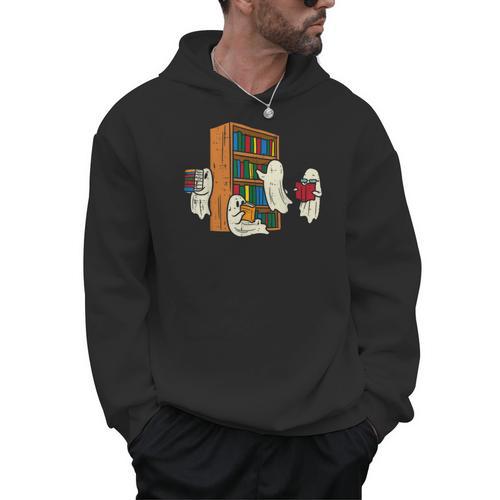 Ghosts Reading Books Teacher Halloween Librarian Boooks Men Hoodie - Bookorys