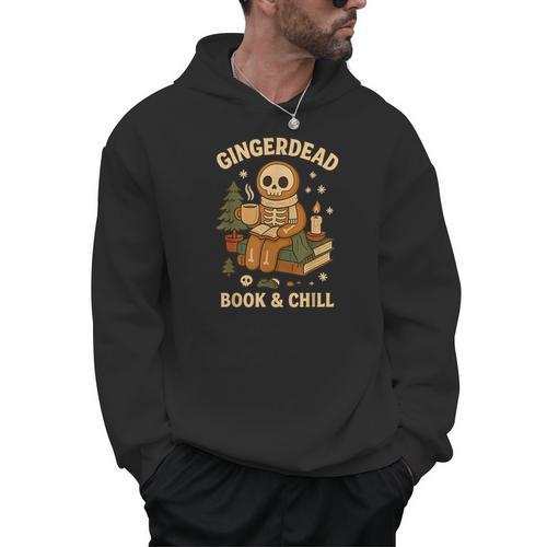 Gingerdead Book Shirt Xmas Cozy Skeleton Reading Christmas Men Hoodie - Bookorys
