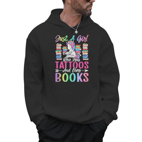 Girl Who Has Tattoos And Loves Books Tattooed Bookworm Girl Men Hoodie - Bookorys DE