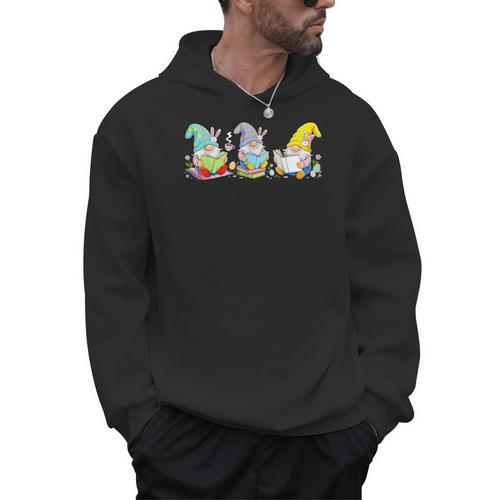 Gnomes Reading Books Teacher Easter Day Eggs Book Lovers Men Hoodie - Bookorys CA