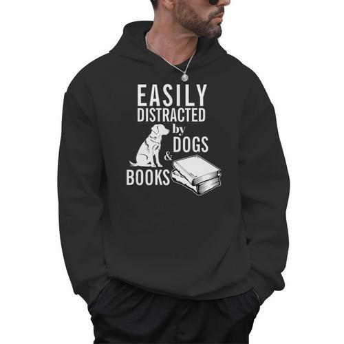 Golden Retriever Easily Distracted By Books And Dogs Premium Tri-Blend Men Hoodie - Bookorys DE