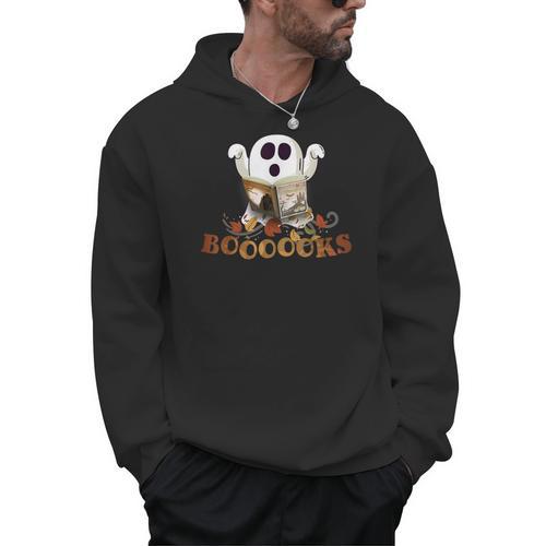 Halloween Books Cute Ghost Reading Library Boooooks Autumn Men Hoodie - Bookorys AU