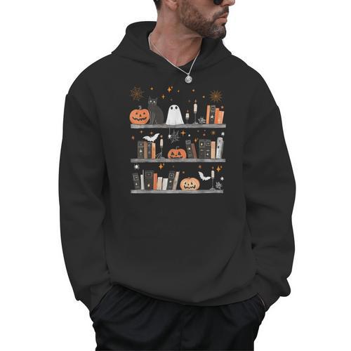 Halloween Library Ghost Books Teacher Spooky Trick Or Teach Men Hoodie - Bookorys AU