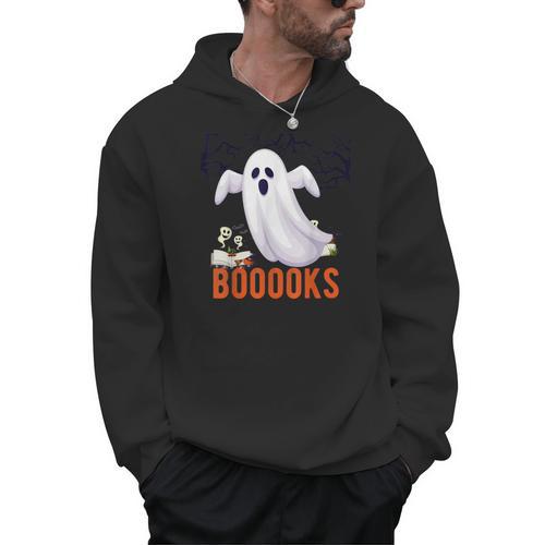 Halloween Teacher Librarian Books Reading Ghost Pun BOOOOKS Men Women Kids Men Hoodie - Bookorys CA