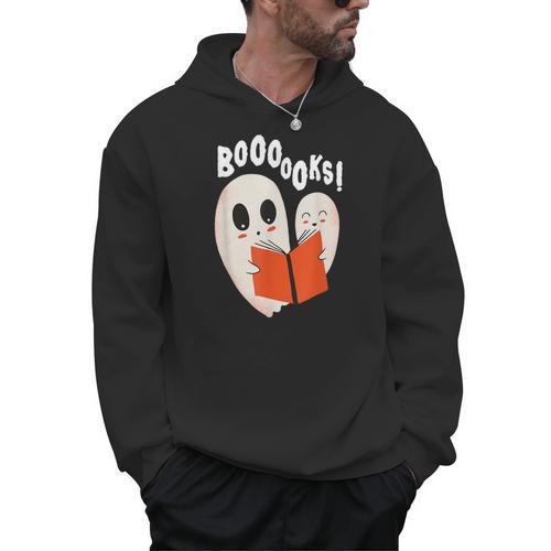 Halloween Teacher Library Ghost Books Men Women Kids Men Hoodie - Bookorys AU