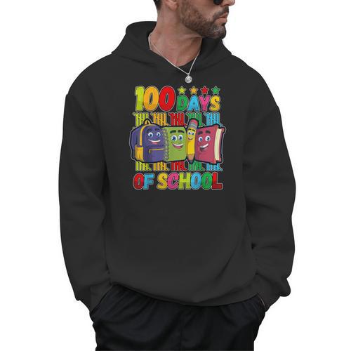 Happy 100 Day Of School Teacher Book 100 Days Of School Men Hoodie - Bookorys