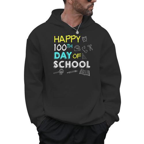 Happy 100th Day Of 5th Fifth Grade Books School Teacher Men Hoodie - Bookorys CA