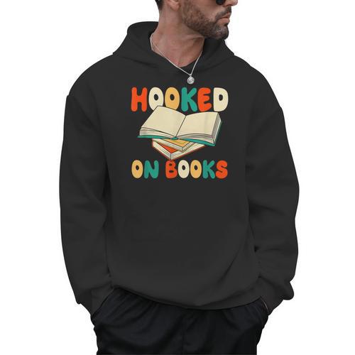 Hooked On Books Retro Reader Men Hoodie - Bookorys DE