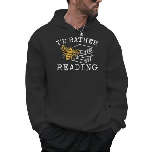 I'd Rather Bee Reading Teacher Librarian Book Lover Men Hoodie - Bookorys